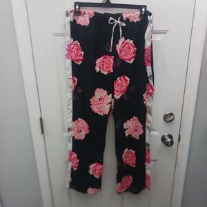 Victoria's Secret Black and Pink Floral Pants